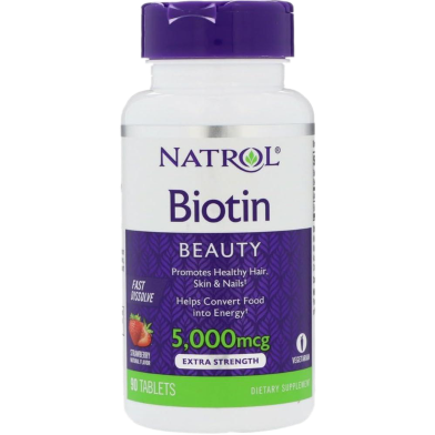 Natrol Biotin Extra Strength 5000 mcg Supplement - 90 Tablets image