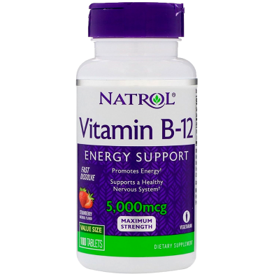 Natrol Vitamin B12 Fast Dissolve Strawberry Flavor 5000mcg - 100 Tablets image