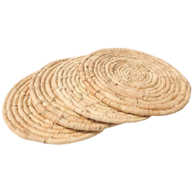 Natural Palm Leaves Round Placemats 12x12 Inch 6 Pcs Set image