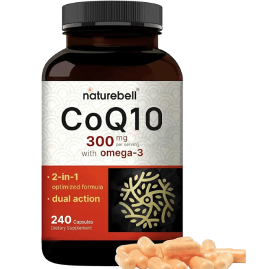 Naturebell CoQ10 (Ubiquinone) 300 mg With Omega 3 Fatty Acids 240 Capsules image