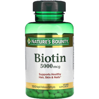 Nature’s Bounty Biotin 5,000 mcg 150 Softgels image