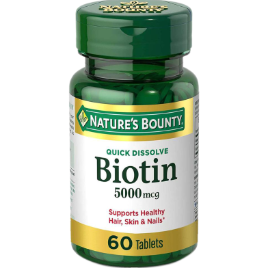 Nature’s Bounty Biotin 5000mcg – 60 Quick Dissolve Tablets image