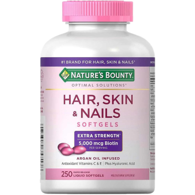 Nature's Bounty Hair, Skin, and Nails Extra Strength with Biotin 5000 mcg - 250 Softgels image