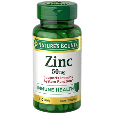 Nature's Bounty Zinc, Immune Support, 50 mg, Caplets, 100 Ct image