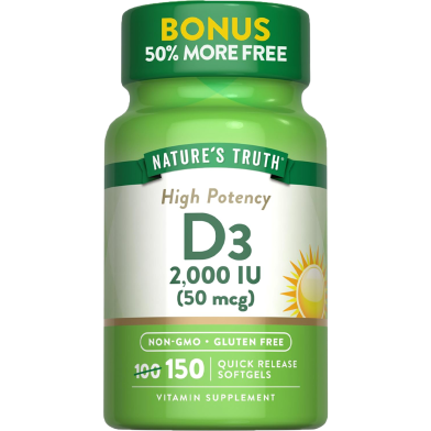 Nature’s Truth High Potency Vitamin D3 2000 IU 150 softgels image