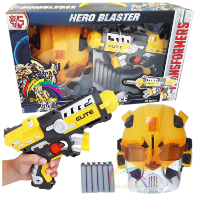 Nerf Soft Dart Blaster Toy Bumblebee Nerf Style Blaster with Mask Darts And Target Board image