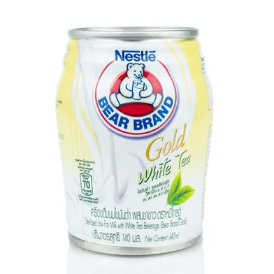 Nestle Bear Gold Low Fat Milk With White Tea Can 140ml (Thailand) image