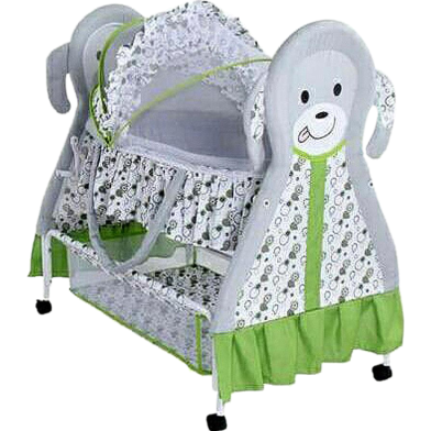 New Born Baby Swing Cradle Bed with Mosquito Net Canopy 2 in 1 Infant Crib can be Convert to Carrying Basket and Wheel Bassinet image