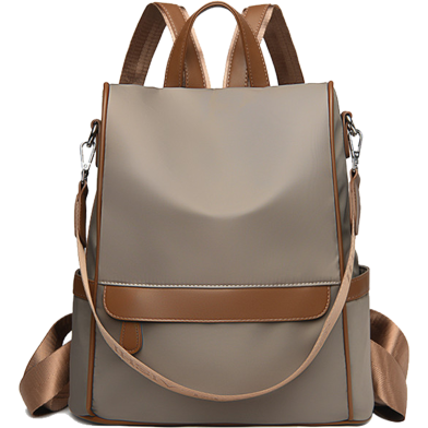 New Design Women Backpack Nylon Waterproof Anti-Theft Travel Bagpack Coffee image