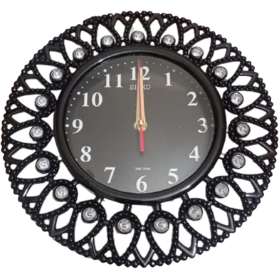 New Design and Stylish Wall Clock With Stone Analog Clock For Room Decoration - Black image