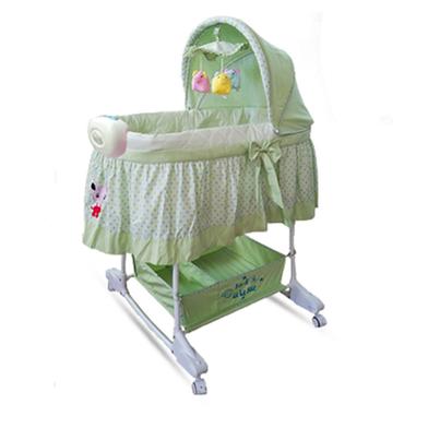 Newborn Baby Cradle Bassinet With 4 Universal Wheels, Baby Rocking Crib, Musical Baby Bed With Mosquito Net image