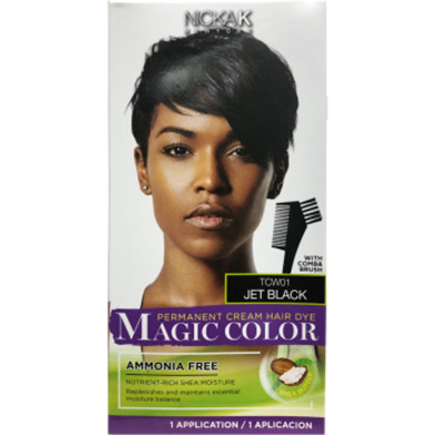 Nicka K Permanent Cream Hair Dye Magic Color - TCW01 Jet Black image