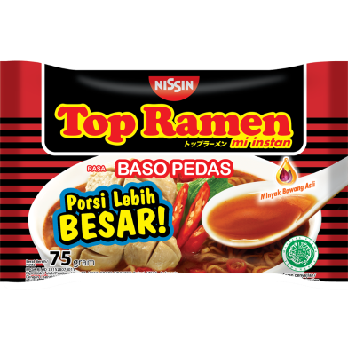 Nissin Top Ramen Baso Pedas 75 gm image