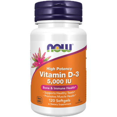 Now Food Vitamin D-3 5000 IU 120 Softgels image