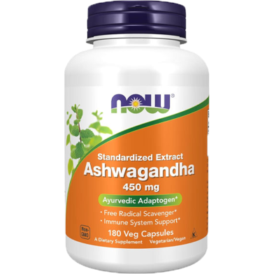 Now Foods Ashwagandha 450 mg 180 Veg Capsules image