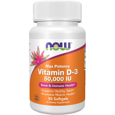 Now Foods Vitamin D-3 50,000 IU 50 Softgels image