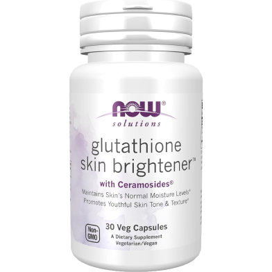 Now Glutathione Skin Brightener With Ceramosides 30 Veg Capsules image