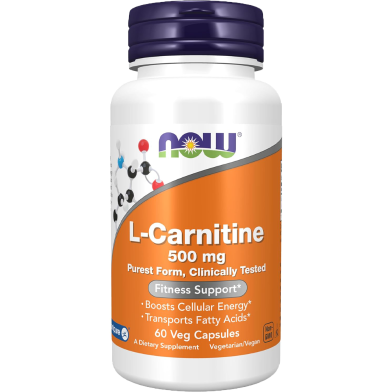 Now L Carnitine 500 mg 60 Veg Capsules image