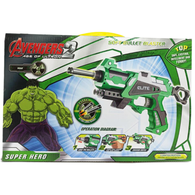 Nub Inspired Avenger’s Super Hero Plastic Soft Blaster Toy Gun With Suction Target Board (nub_gun_small_498a_green) image