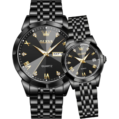 OLEVS 9931 New Exclusive Design Coupe 2 Pcs Watch for Men and Women image
