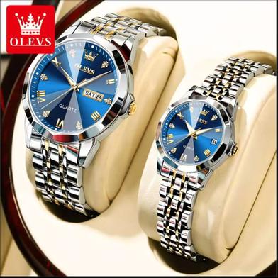 OLEVS 9931 New Exclusive Design Coupe 2 Pcs Watch for Men and Women image