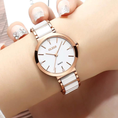 OLEVS LADIES LUXURY BRAND WATCH FOR WOMEN WATERPROOF STAINLESS STEEL CERAMICS QUARTZ CLOCK FEMALE CALENDAR WRIST WATCH FOR GIFT image