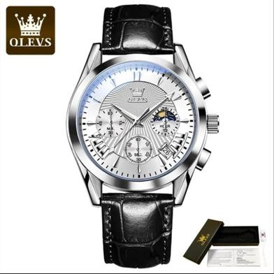 OLEVS Latest Model Leather Strap Fashion Watch For Men image