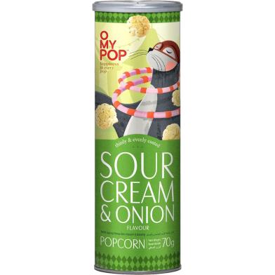 O MY POP Sour Cream and Onion Flavour Popcorn 70 gm image