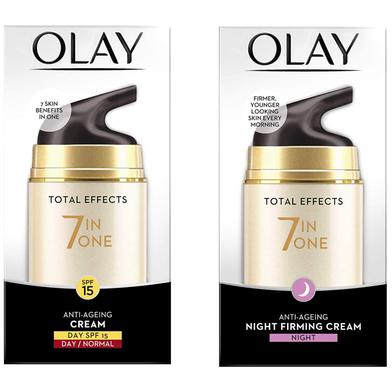 Olay Day Cream Total Effects 7 in 1 Anti-Ageing SPF 15, 50g And Olay Night Cream Total Effects 7 in 1, Anti-Ageing Moisturiser- 50g (Combo Pack) image