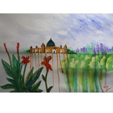 Old Dhaka Watercolor Painting (18\22 inches) image