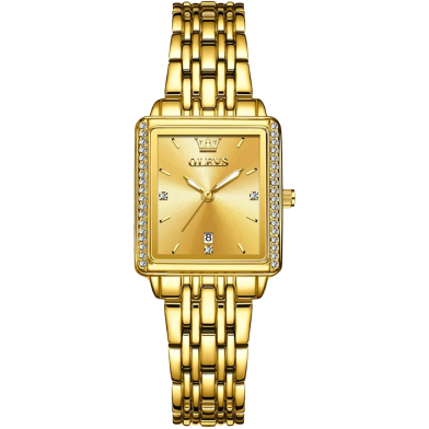 Olevs 9995 Golden Stainless Steel Analog Wrist Watch For Women image