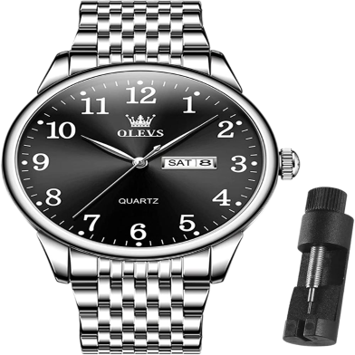 Olevs Stainless Steel Analog Wrist Watch For Men -RoyalBlue and Silver image