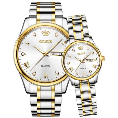 Olevs Couple Waterproof Stainless Steel Watch image