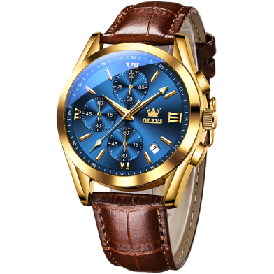 Olevs quartz wrist waterproof leather watch image