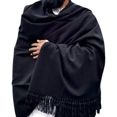 One Colour Woolen Shawl Or Chador For Men and Women- Black image