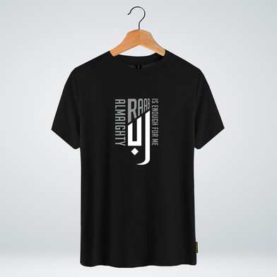 One Ummah BD 'Almighty raab is enough for me' Design Classic Round Neck Half Sleeve T-shirt for Men - (CMTHC-CAD233) image