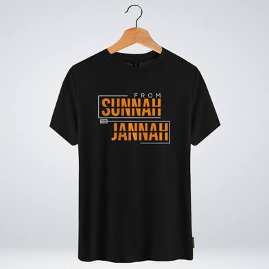 One Ummah BD 'From sunnah to Jannah' Design Classic Round Neck Half Sleeve T-shirt for Men - (CMTHC-CAD110) image