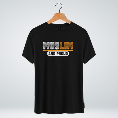 One Ummah BD 'Muslim and proud' Design Classic Round Neck Half Sleeve T-shirt for Men - (CMTHC-CAD32) image