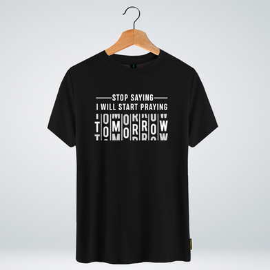 One Ummah BD 'Stop saying I'll start pray tomorrow' Design Classic Round Neck Half Sleeve T-shirt for Men - CMTHC-CAD113 image