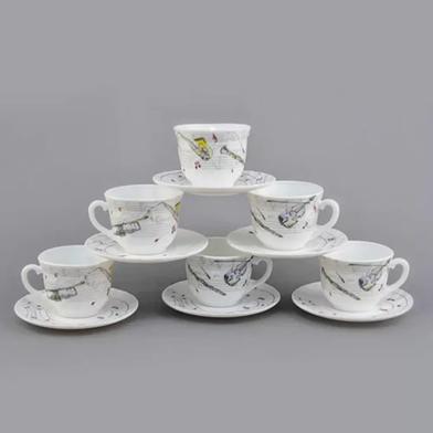 Opal Glass Cup And Saucer 12 Pcs Set image