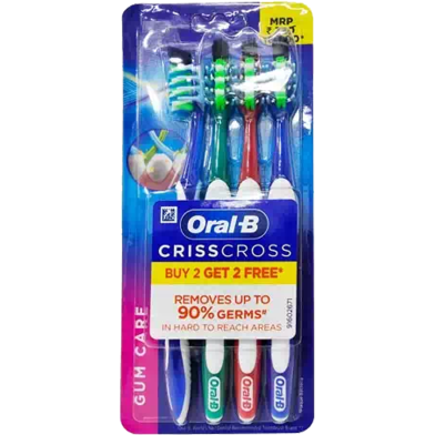 Oral B CRISSCROSS Toothbrush Soft(Buy 2 Get 2 Free) image