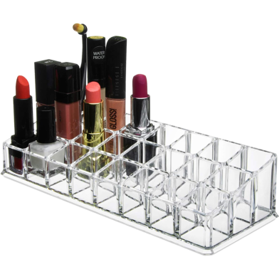 Organizador Acrylic Lipstick Organizer/Makeup Holder And Cosmetics Storage Display With 24 Compartments For Brushes, Bottles (Clear) image