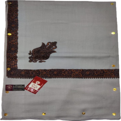 Original Kashmiri Pashmina Pure Wool Gents, Men Shawl in Medium Border - Ash image