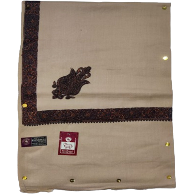 Original Kashmiri Pashmina Pure Wool Gents, Men Shawl in Medium Border - Khaki image