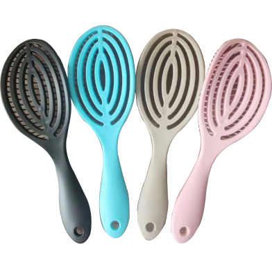 Oval Mosquito-repellent Incense Hollow Fluffy Head Massage Hairdressing Comb Wet and Dry Hair Shampoo Violet Comb -1pcs image