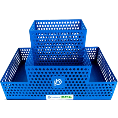 PH Metal Multi Card and Pen Holder Vibrant Blue Desk Organizer image
