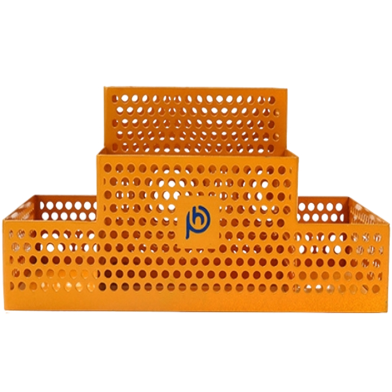 PH Sunny Yellow Metal Desk Organizer Multi Card and Pen Holder image