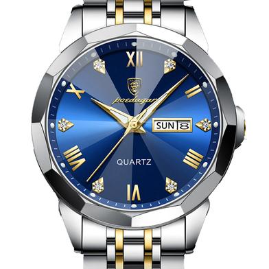 POEDAGAR Fashion Blue Quartz Watch for Men image