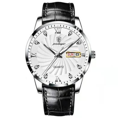 POEDAGAR Waterproof PU Leather Men's Watch image