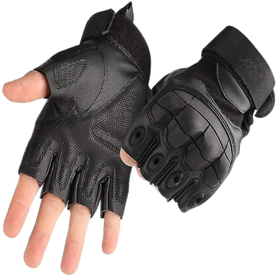 PU Leather Half Finger Hand Gloves For Bikers Any Colour Non Brand Rokomari